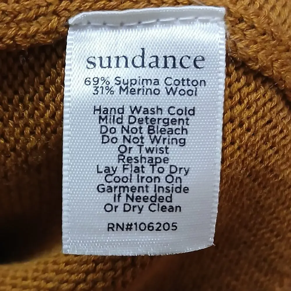 Sundance SZ M Aryka Wool-Cotton Blend Sweater Bell Sleeves With Ties Gold